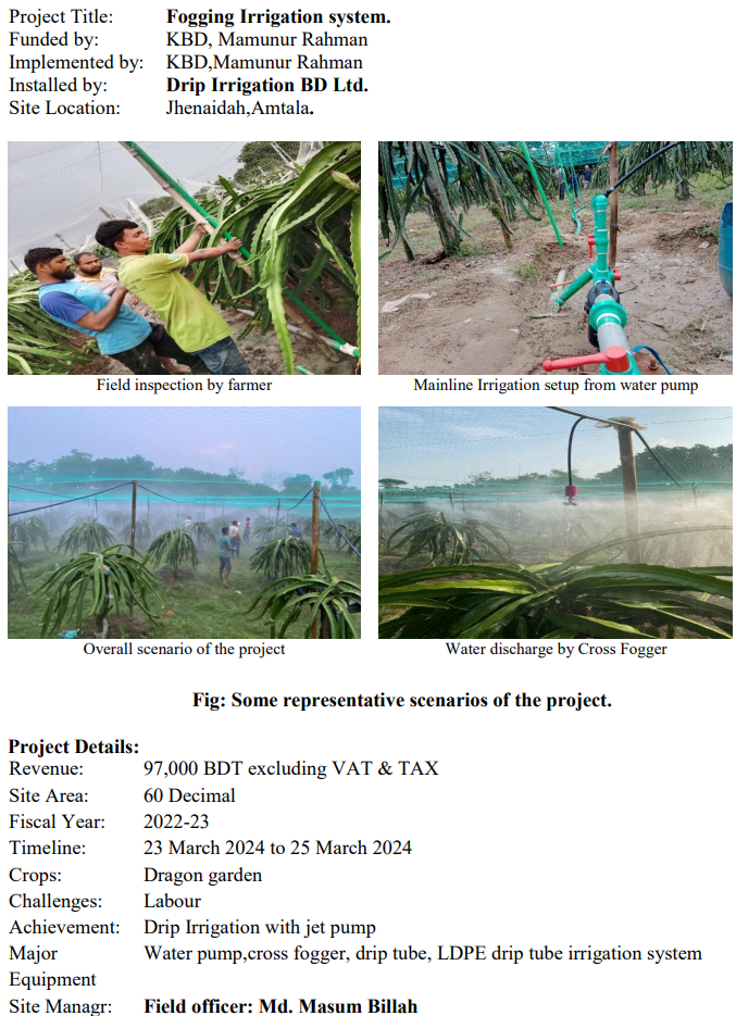 Modern Fogging and Drip Irrigation System in Jhenaidah's Amtala Dragon Farm 2 Farmer inspecting the Dragon Farm Fogging Drip Irrigation project in Jhenaidah