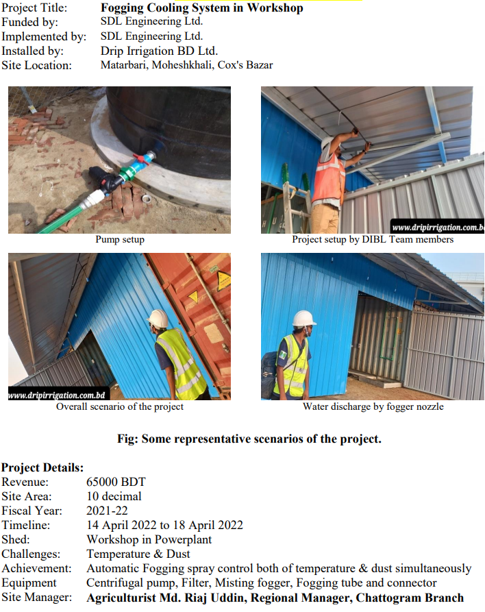 Fogging Cooling System pump setup Matarbari