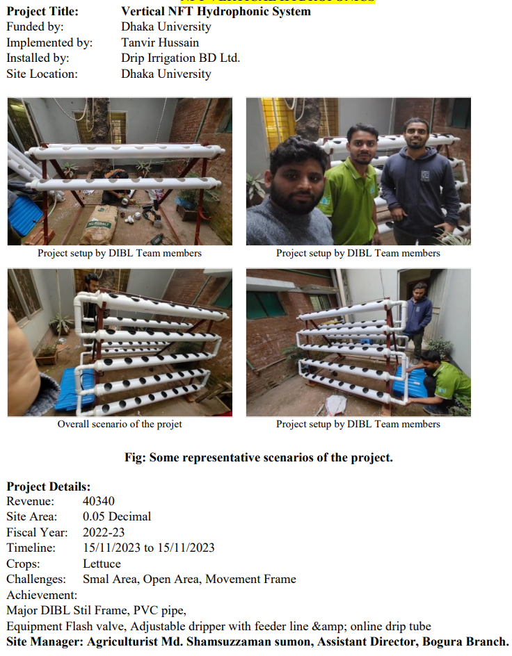 Modern Vertical NFT Hydroponic System at Dhaka University | DIBL 2 DIBL team members installing Vertical NFT Hydroponic System at Dhaka University