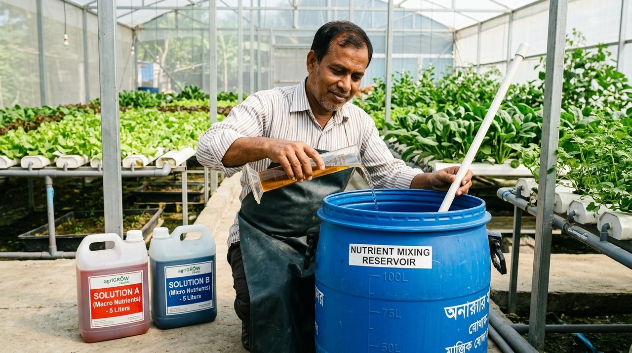 পাঠ ৩.০৮: হাইড্রোপনিকসে আয়রন চিলেট (Fe-EDTA, Fe-DTPA ও Fe-EDDHA) নির্বাচনের নিয়ম ও পিএইচ স্থায়িত্ব 3 চিত্র ৩.০৮-খ: আলো-অভেদ্য স্টক ট্যাংক এ-তে চিলেটেড আয়রন সংরক্ষণ ও প্রস্তুতি